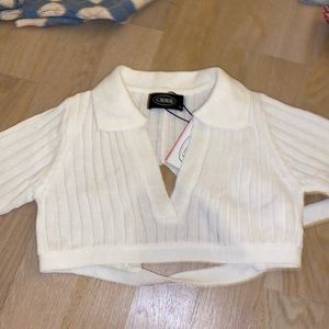 Cider White Sweater Crop S
